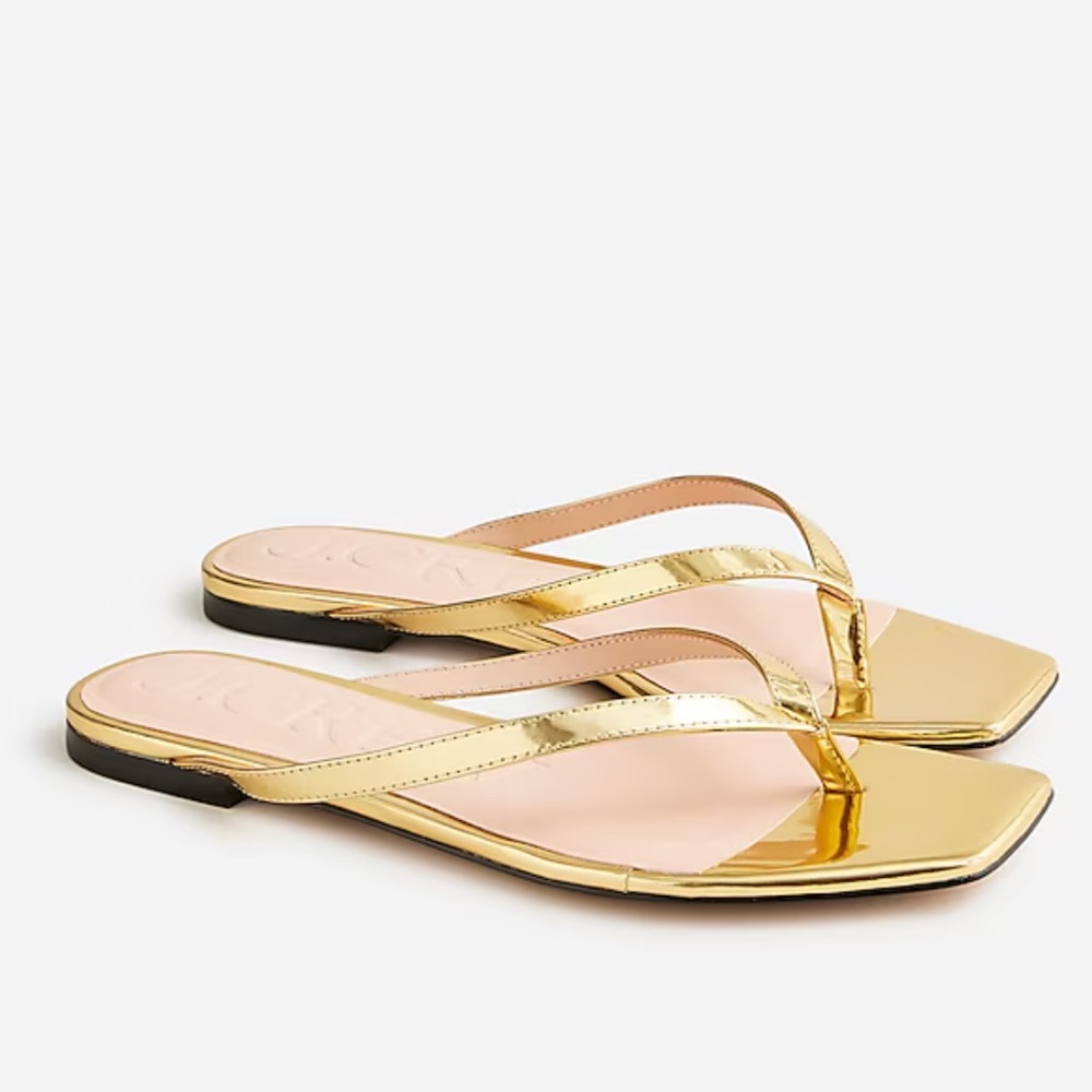 NWT JCREW Capri thong sandals in metallic leather